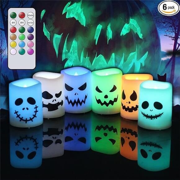 Halloween Flameless LED Candles Color Changing Votive Remote Timer Home Decor - Picture 7 of 7